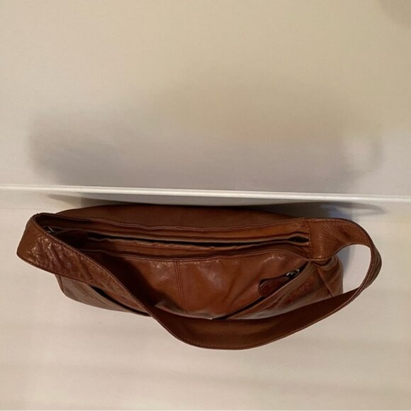 OSGOODE MARLEY BAG SHOULDER BROWN LEATHER SOFT TEXTURED SMOOTH ZIP TOP - Picture 5 of 13